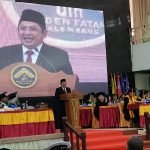 Sekjen Kemenag M Ali Ramdhani beri sambutan pada Pengukuhan Guru Besar UIN Palembang