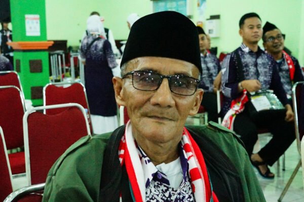Rohmat (63), jemaah haji asal Kab.Grobogan bersyukur impiannya untuk haji tahun ini terpenuhi.